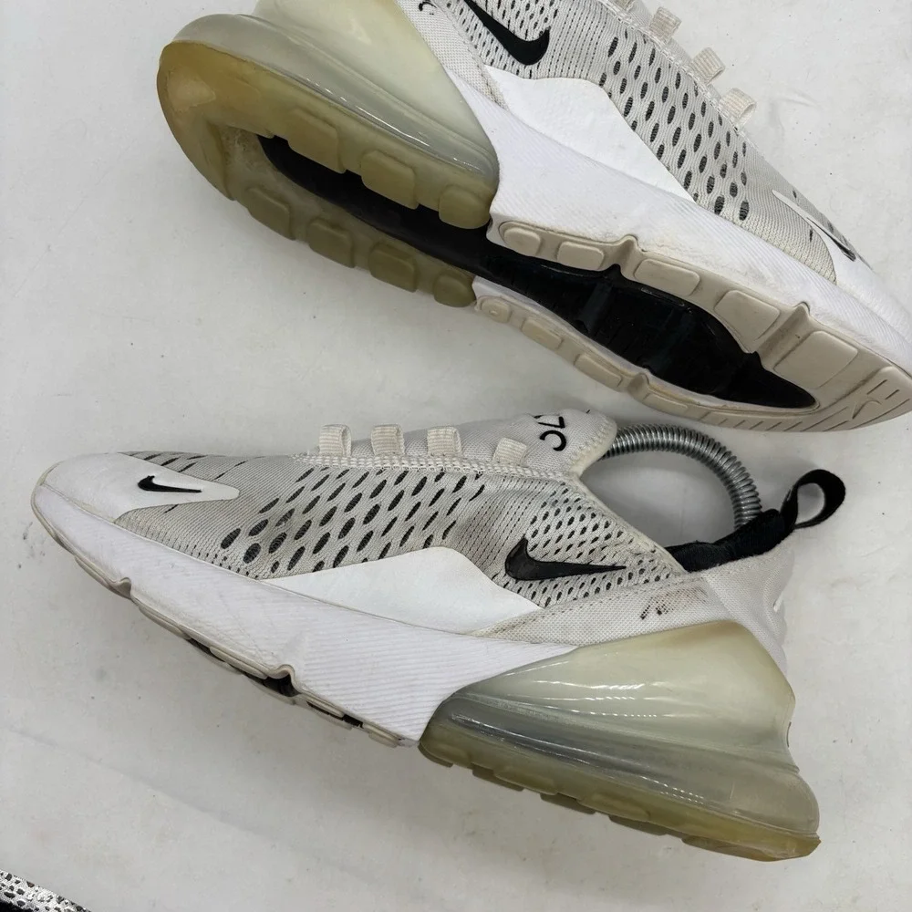 Nike Air Max 270 Shoes Womens 7.5 White Black Shoes Sneakers AH6789-100 No Laces